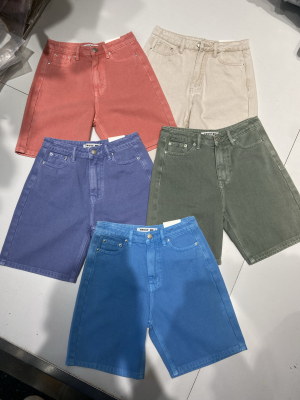 TRUSTME牛仔五分裤女夏季韩版高腰显瘦字母印花阔腿百搭热裤