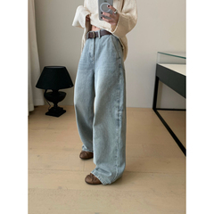 TABLE-简约直筒裤阔腿时尚设计感个性小众牛仔裤(不配腰带)9525-2