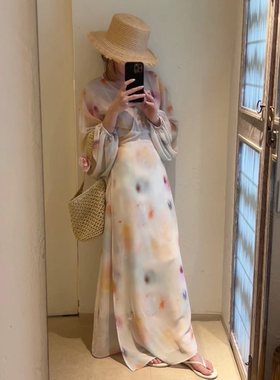 INHERE 高级感彩色防晒衫连衣裙+吊带内搭防晒两件套装女28295#