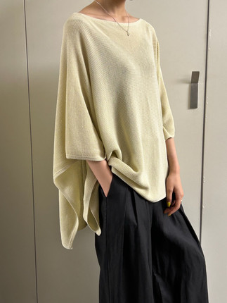 XINYU一字领蝙蝠袖针织衫女2025新款宽松显瘦百搭长袖上衣罩衫