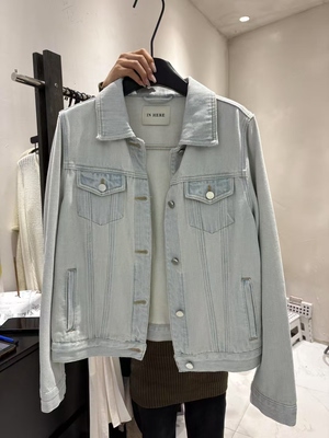 INHERE2026早春新款修身水洗合体剪裁牛仔外套透气短外套女