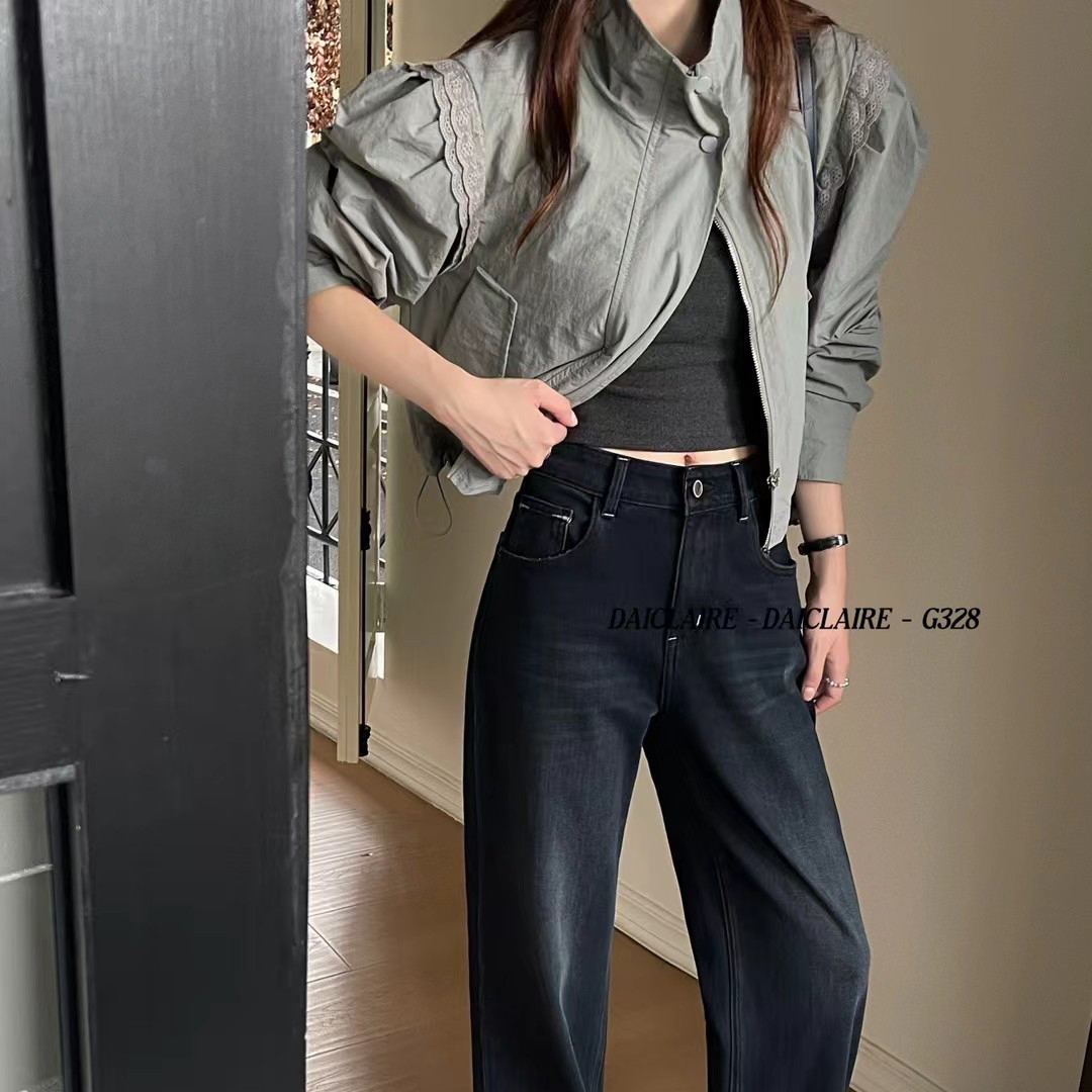 代嘉儿正品显瘦好搭配高级感直筒牛仔牛仔裤G328-