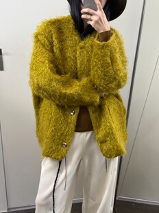 欧洲站深圳南油马海毛混纺羊毛呢子大衣女2025冬季加厚西装外套