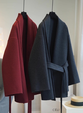 TOO家-女呢子外套秋冬羊毛外套(配腰带)25091388561Z