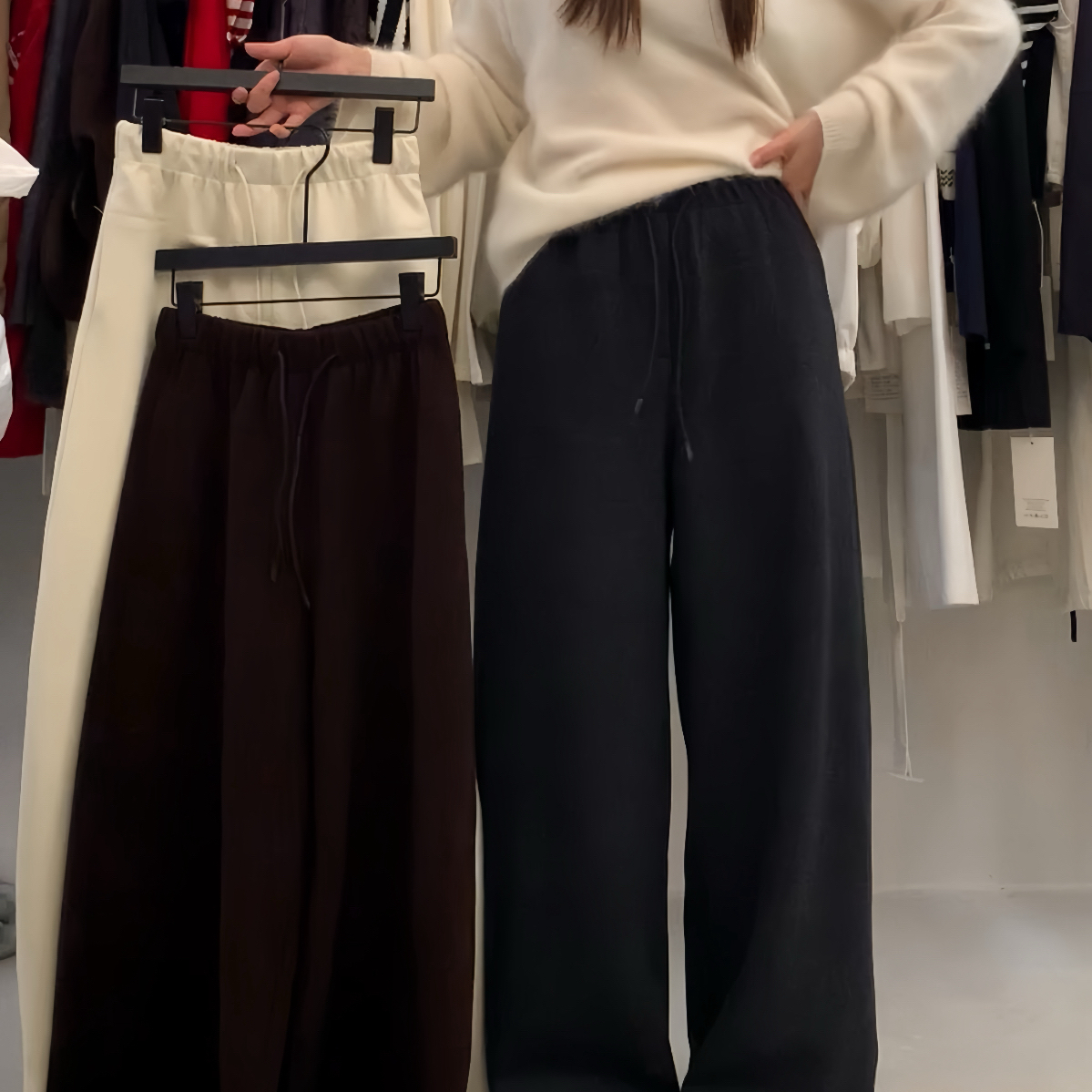 ONION酸羊毛超级垂坠松弛感羊毛阔腿长裤休闲裤(含4羊毛)Q25801