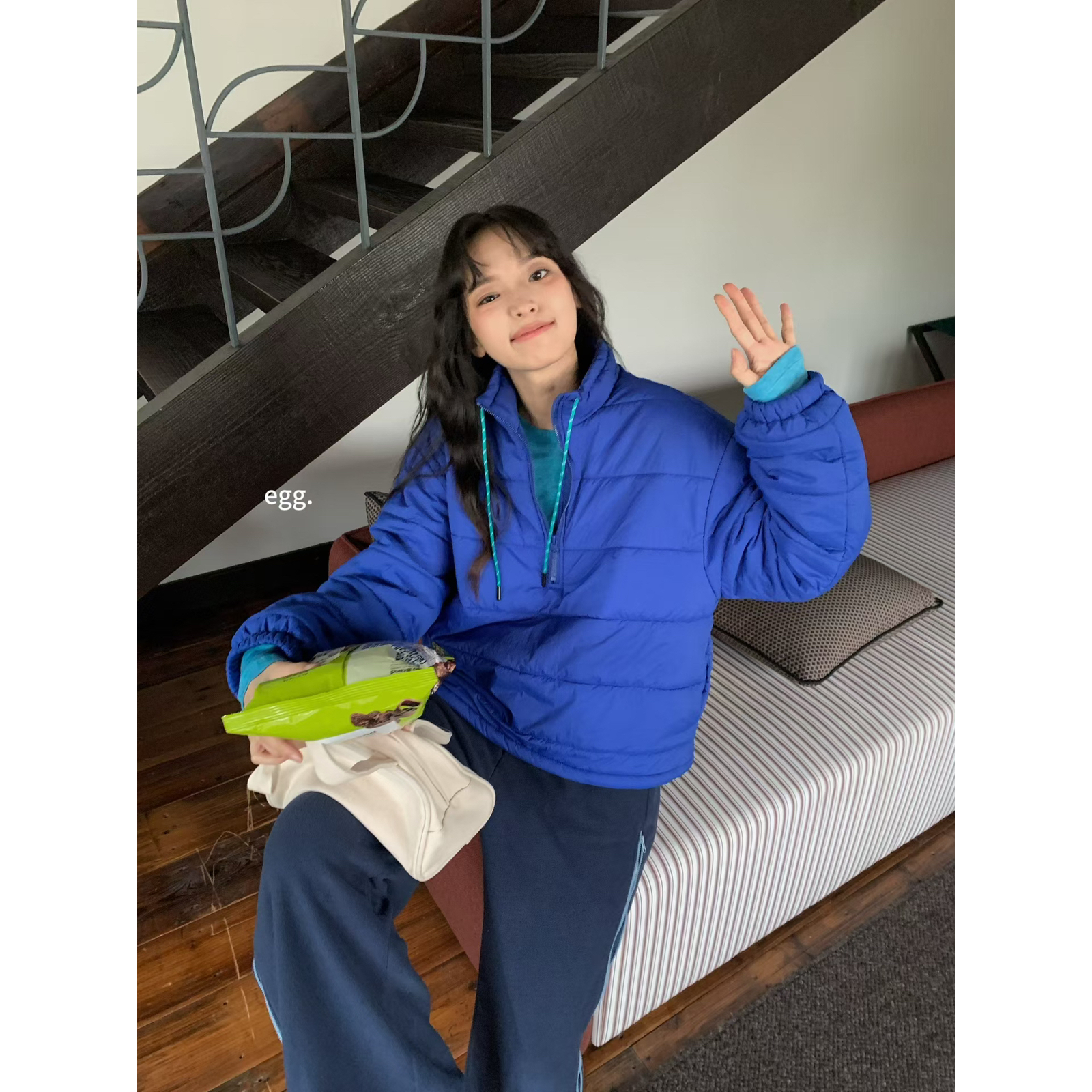 egg.-冬上新立领抽绳简约棉服W2826