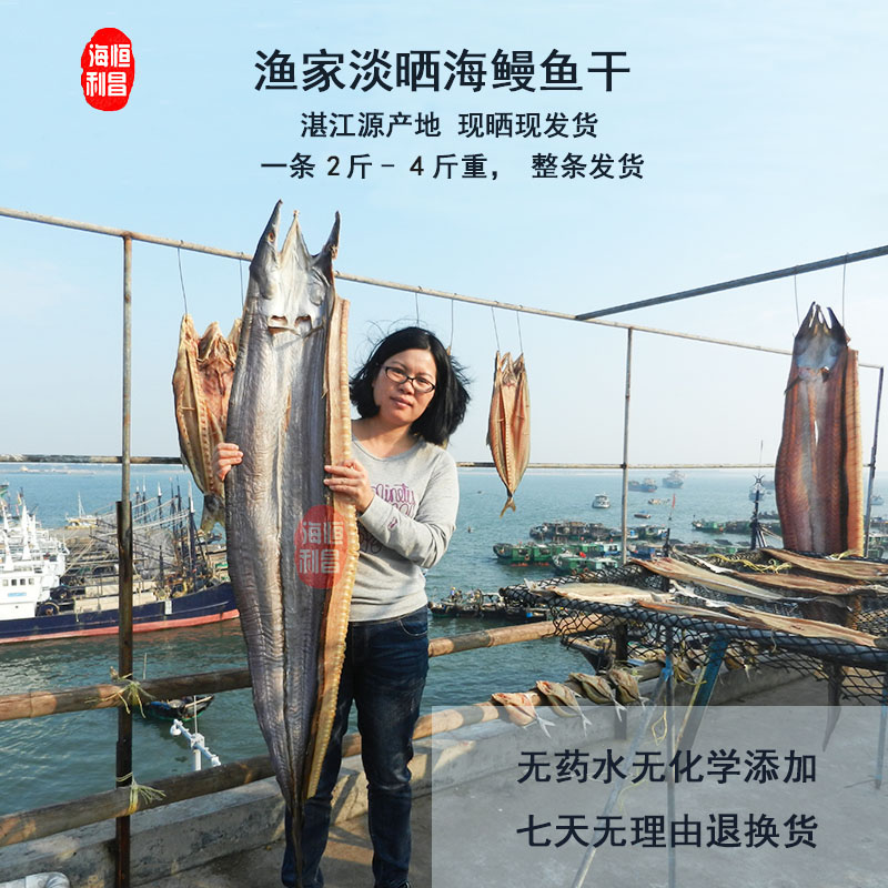深海鳗鱼干4斤一整条大门鳝黄鳝白鳝生晒海鱼湛江渔家自晒咸鱼干