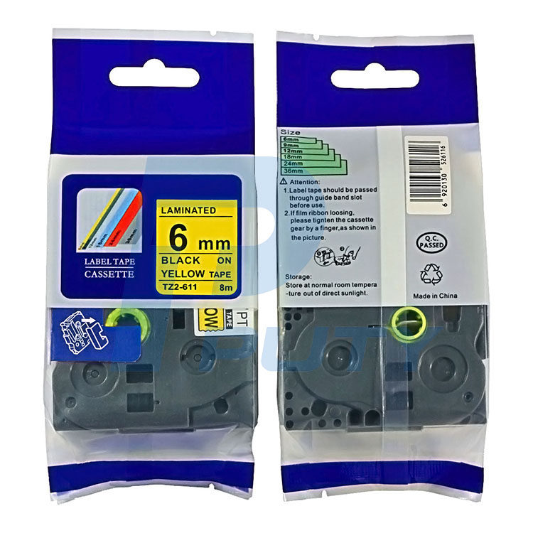 标签色带不干胶贴纸适用兄弟标签打印机用打印纸tz3-631 黄底黑字