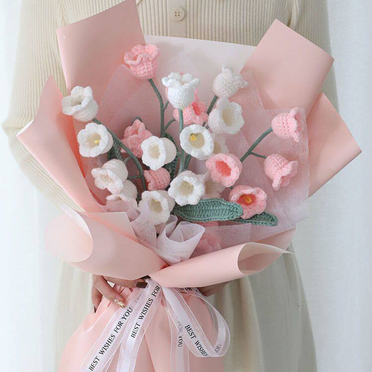 抖音同款手工编织玲兰花毛线手工diy材料包情人节手工礼物送女友