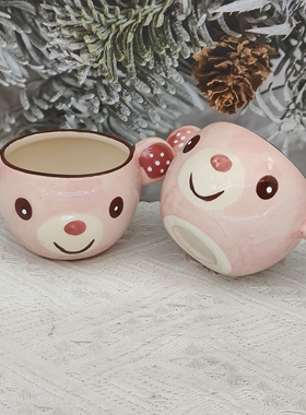 外贸出口陶瓷草莓熊布丁杯马克杯可爱卡通创意杯子情侣对杯