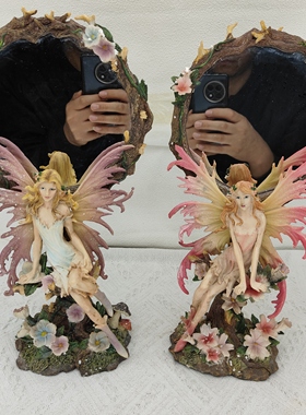 中古镜子摆件装饰仙女镜子花仙女孤品装饰美观送朋友生日礼物