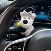 可爱网球西高地小狗汽车怀挡装 饰车载玩偶雨刮器转向灯车内饰品女