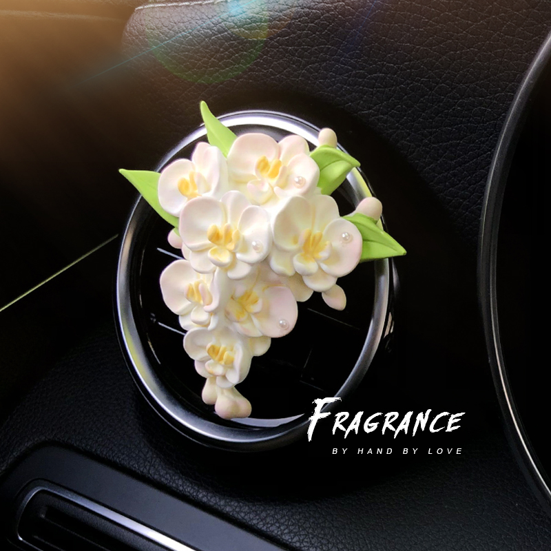 小清新洋牡丹车载香薰香水蝴蝶兰汽车出风口装饰扩香石车内摆件女
