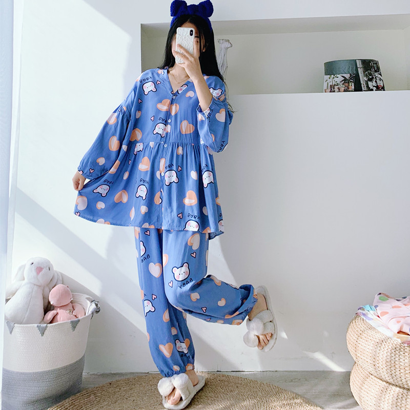 女绵绸哺乳睡衣月子服