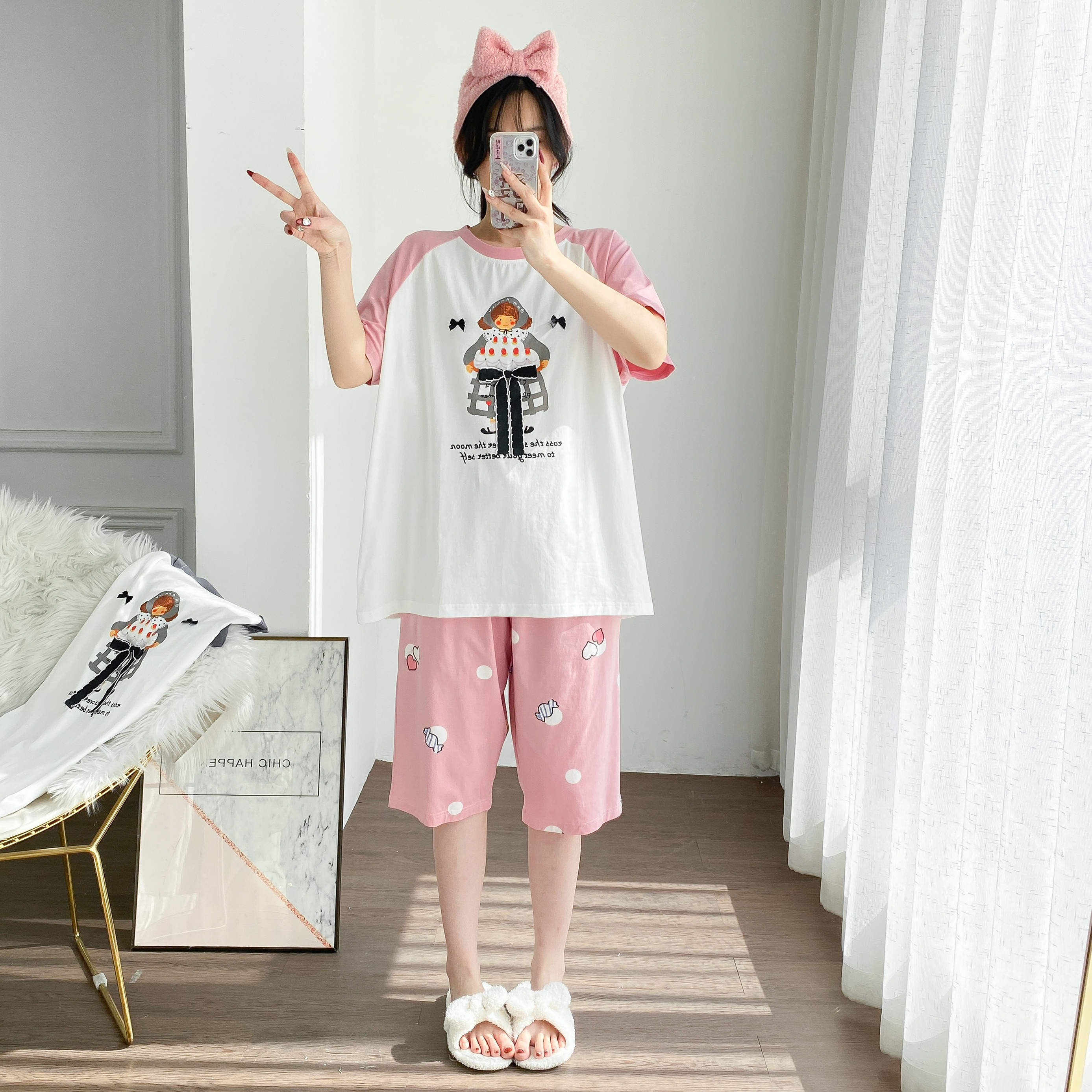 夏季纯棉卡通女睡衣套装200斤