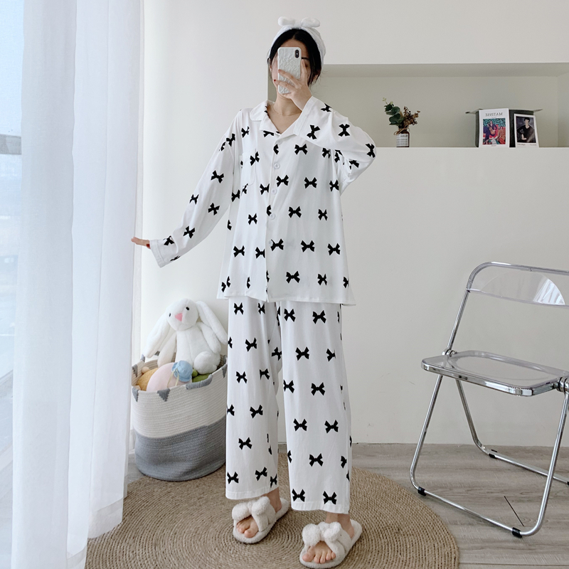 情侣针织棉卡通家居服