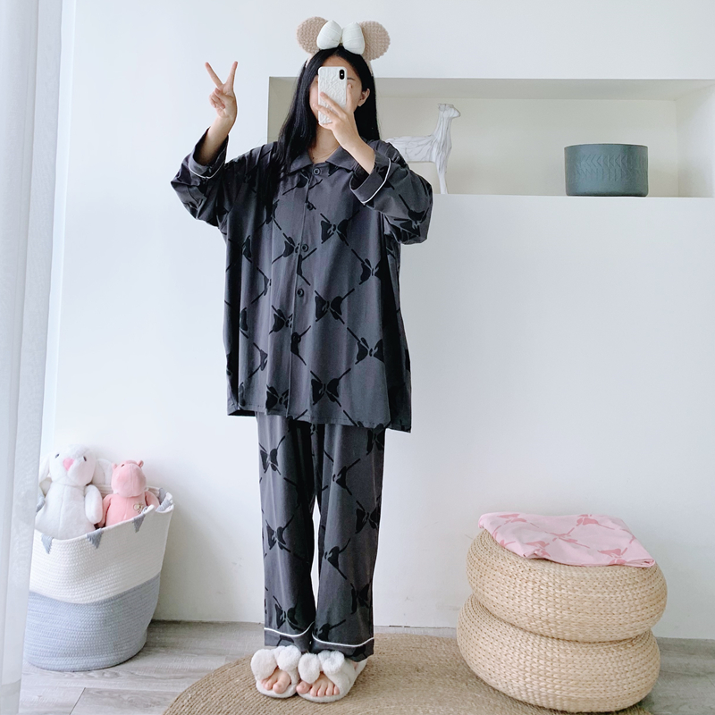 女针织棉卡通开衫家居服