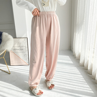 天鹅绒睡裤秋冬加厚大码简约胖MM宽松珊瑚绒休闲百搭家居长裤男女