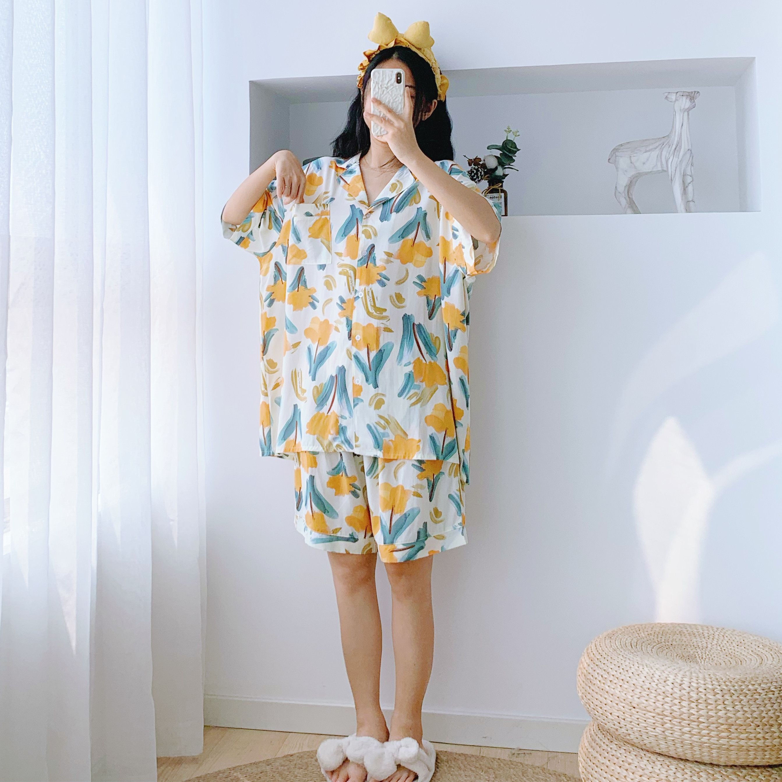 夏季绵绸加大码情侣睡衣套装