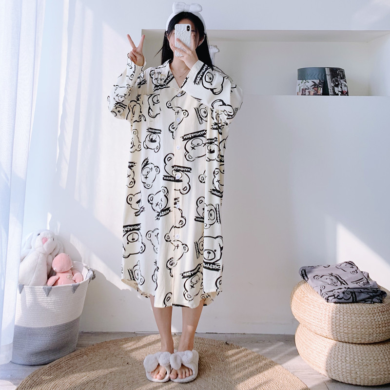 针织棉小熊加长睡裙长袖加肥大码200斤胖MM孕妇宽松连衣裙睡衣女,女士内衣/男士内衣/家居服,睡裙,淘宝优惠券,粉丝福利购,淘宝优惠卷