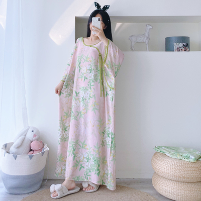 绵绸人造棉夏季新中式睡裙