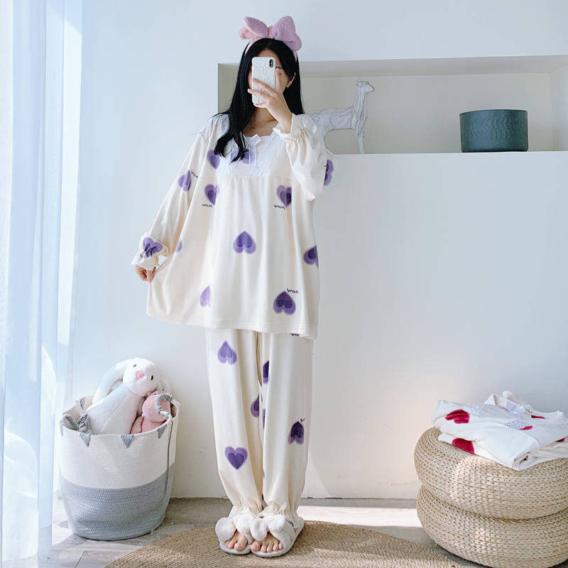 女海岛绒花边睡衣家居服
