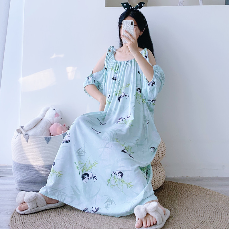 绵绸人造棉夏季新中式睡裙
