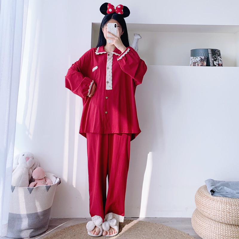 女针织棉花边开衫家居服