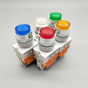 220v380v Y090开孔22mm 自锁复位高平头带灯按钮开关LAY37 11DNZS