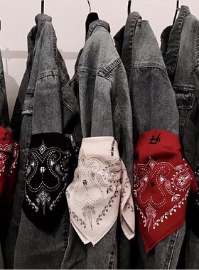 ARNODEFRANCE 美式复古潮流限定款腰果花图案百搭丝巾 方巾 头巾