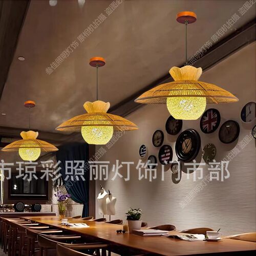 法式复古麻绳餐厅吊灯三色光