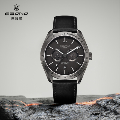 依宝诺EBONO腕表8889 男士进口机械机芯真皮表带皮带手表