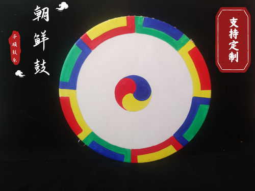 朝鲜族彩色鼓挂式皮质手绘鼓挂饰鼓舞蹈朝鲜彩色鼓手工上色