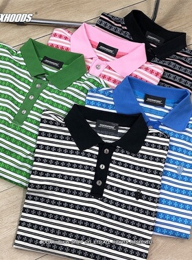 无敌款复古oldschool怀旧vintage条纹十字架落肩polo宽松os长袖T