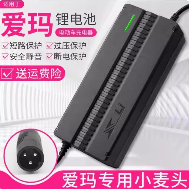 适用于爱玛新日电动瓶车锂电池充电器48V12AH20AH3.5A5A快充