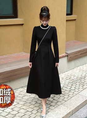 2025秋冬高级感内搭外穿亮片钉钻打底裙赫本连衣裙显瘦小黑裙