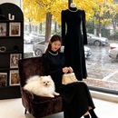 秋冬百搭季 加绒加厚半高领钉珠打底裙赫本连衣裙显瘦小黑裙