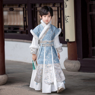 汉服男童冬款高端演出古装冬季加厚明制小男孩侠客唐装古风儿童男