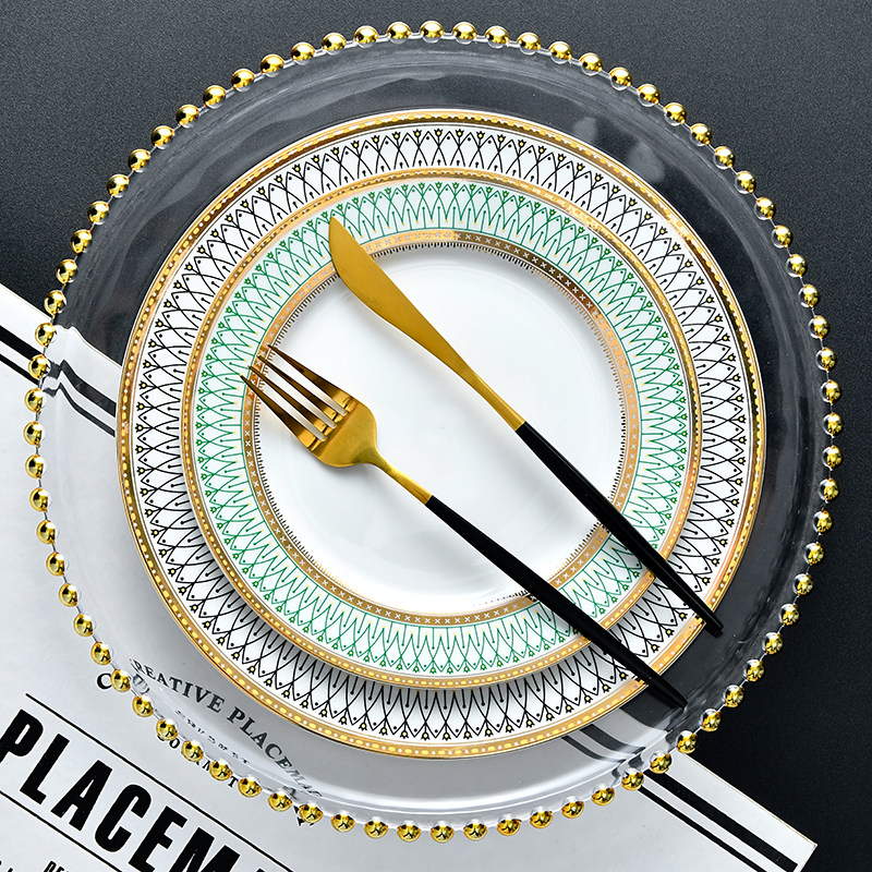 轻奢西餐牛排盘子餐厅高端陶瓷餐盘宴会样板间餐具高档牛扒盘平盘