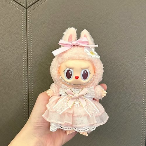 仅衣服】17cm拉布布挂件衣服粉色蝴蝶结纱裙labubu可爱公主裙着替