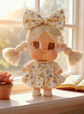 10cm娃衣棉花娃娃labubu娃衣CRYBABY哭娃沙滩小憩娃衣碎花裙着替