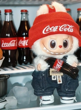 可乐labubu娃衣一二三代拉布布衣服3.0工作背带裤搪胶公仔着替穿