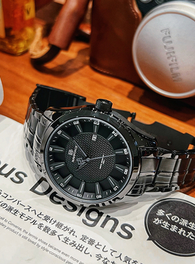 领翔naviforce新款大表盘简约钢带表青少年公考可用防水手表男表