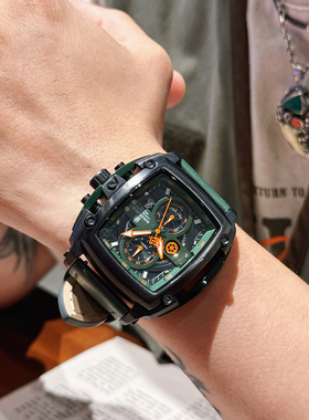 Naviforce领翔新款男士千禧年机甲风方形超霸气皮带个性手表正品