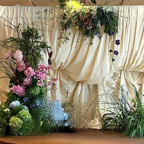 婚礼装饰布幔原生布舞台背景布复古生日装饰奶油桌布婚庆背景布幔