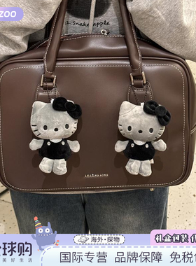 日本50周年黑灰背心kt猫毛绒挂件HelloKitty公仔玩偶书包挂饰礼物