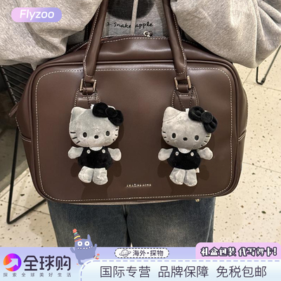日本50周年黑灰背心kt猫毛绒挂件HelloKitty公仔玩偶书包挂饰礼物