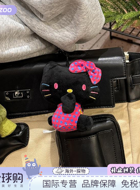 日本中古贵妇波点HelloKitty毛绒挂件可爱kt书包挂饰包包玩偶礼物