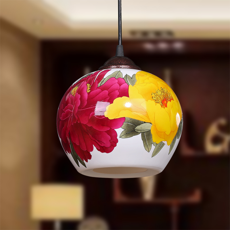 景德镇新中式陶瓷创意阳台灯过道走廊灯玄关吊灯吸顶客厅餐厅灯具