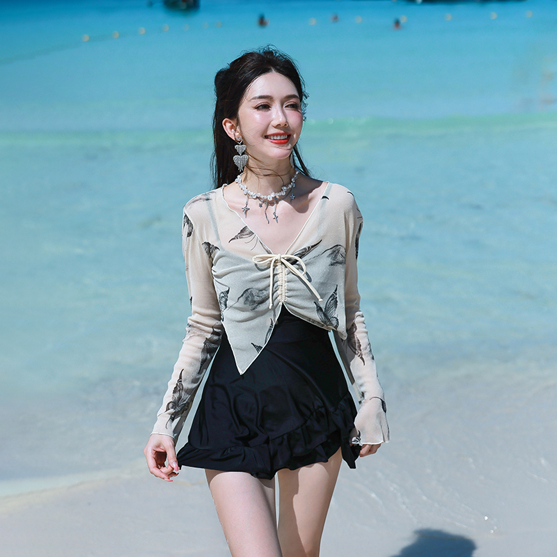 连体泳衣女泡温泉显瘦保守感2025大码微胖女孩遮肉1001z